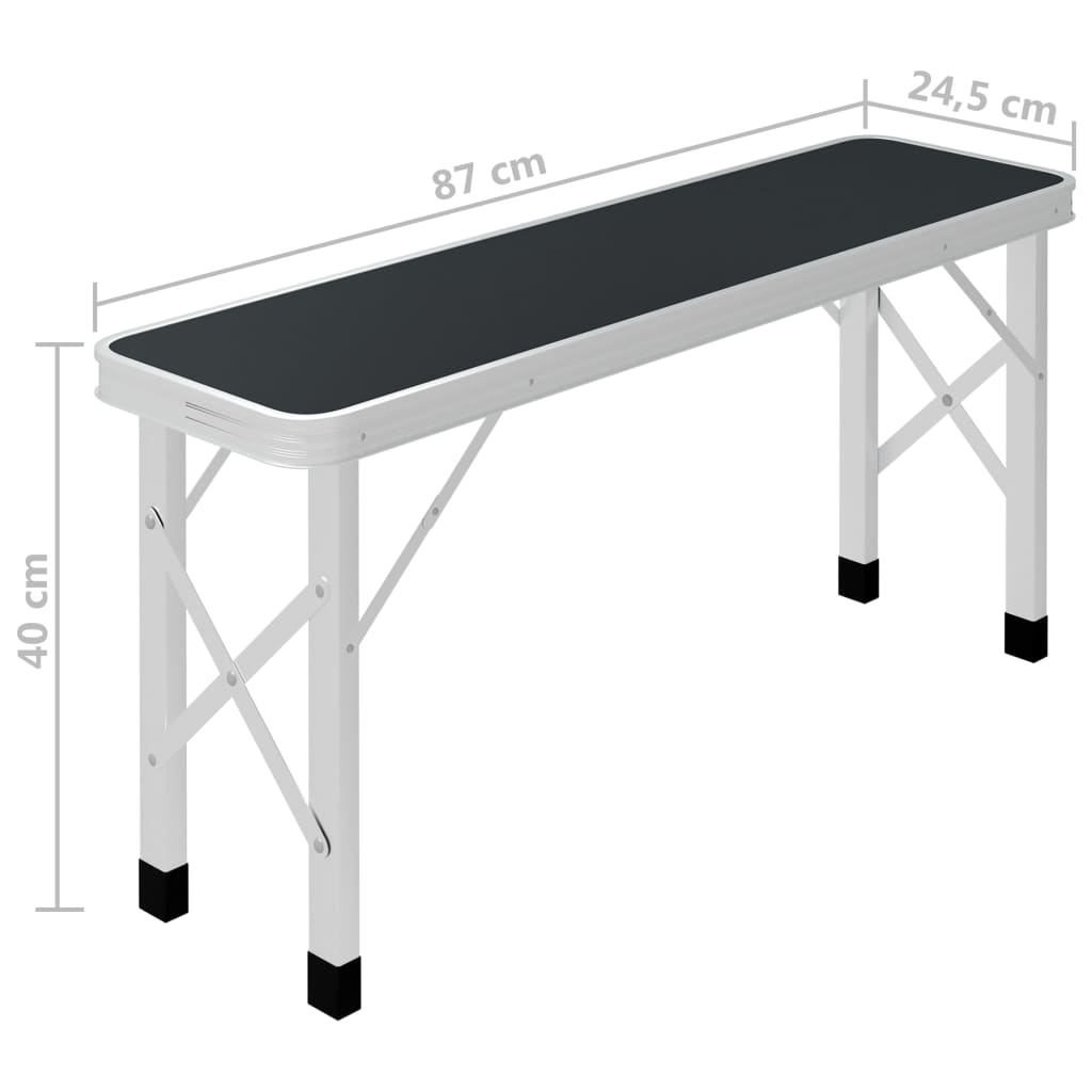 vidaXL Folding Camping Table with 2 Benches - Aluminium Grey Camping Table Cosy Camping Co.   