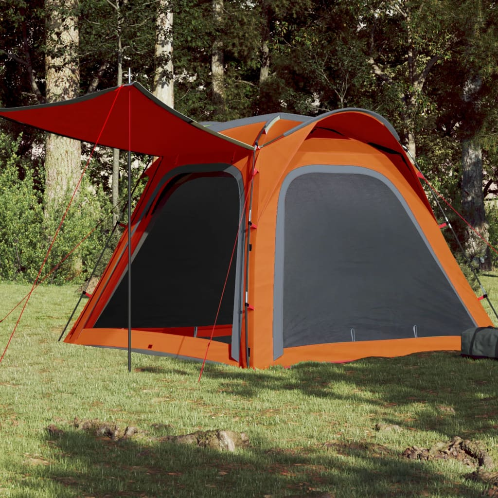 vidaXL Camping Tent 4-Person Grey and Orange Quick Release Waterproof - Stay Dry and Comfortable on Your Outdoor Adventures 4 Man Tent Cosy Camping Co. Orange  