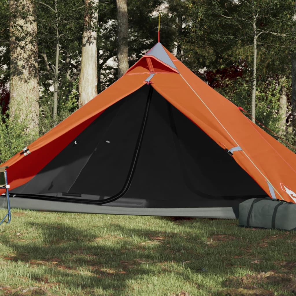 vidaXL Camping Tent Tipi 1-Person Grey and Orange Waterproof - Stay Comfortably Dry in Any Weather 1 Man Tent Cosy Camping Co.   