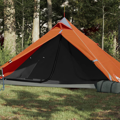 vidaXL Camping Tent Tipi 1-Person Grey and Orange Waterproof - Stay Comfortably Dry in Any Weather 1 Man Tent Cosy Camping Co. Orange  