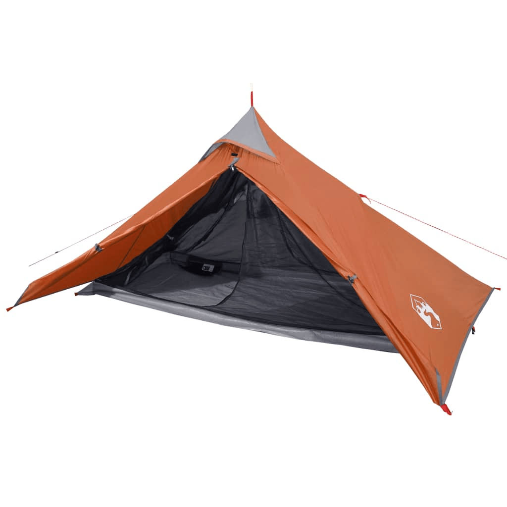 vidaXL Camping Tent Tipi 1-Person Grey and Orange Waterproof - Stay Comfortably Dry in Any Weather 1 Man Tent Cosy Camping Co.   