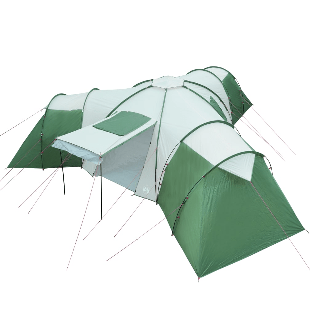 vidaXL Camping Tent 12 Persons Green 840x720x200 cm 185T Taffeta - Spacious and Waterproof 12 Man Tent Cosy Camping Co.   