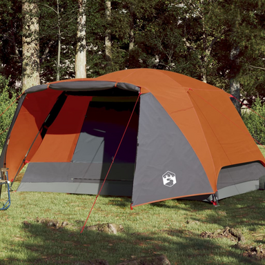 vidaXL Camping Tent with Porch | 4-Person | Grey and Orange | Waterproof 4 Man Tent Cosy Camping Co. Orange  