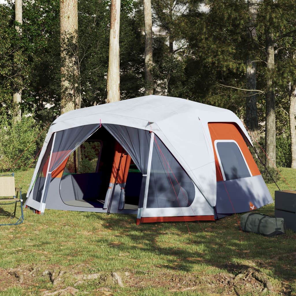 vidaXL Family Tent with LED Lights - 10-Person - Light Grey and Orange - Quick Release 10 Man Tent Cosy Camping Co. Orange  