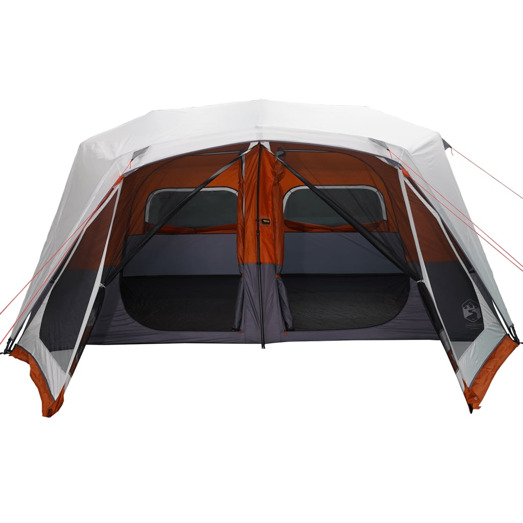 vidaXL Family Tent with LED Lights - 10-Person - Light Grey and Orange - Quick Release 10 Man Tent Cosy Camping Co.   