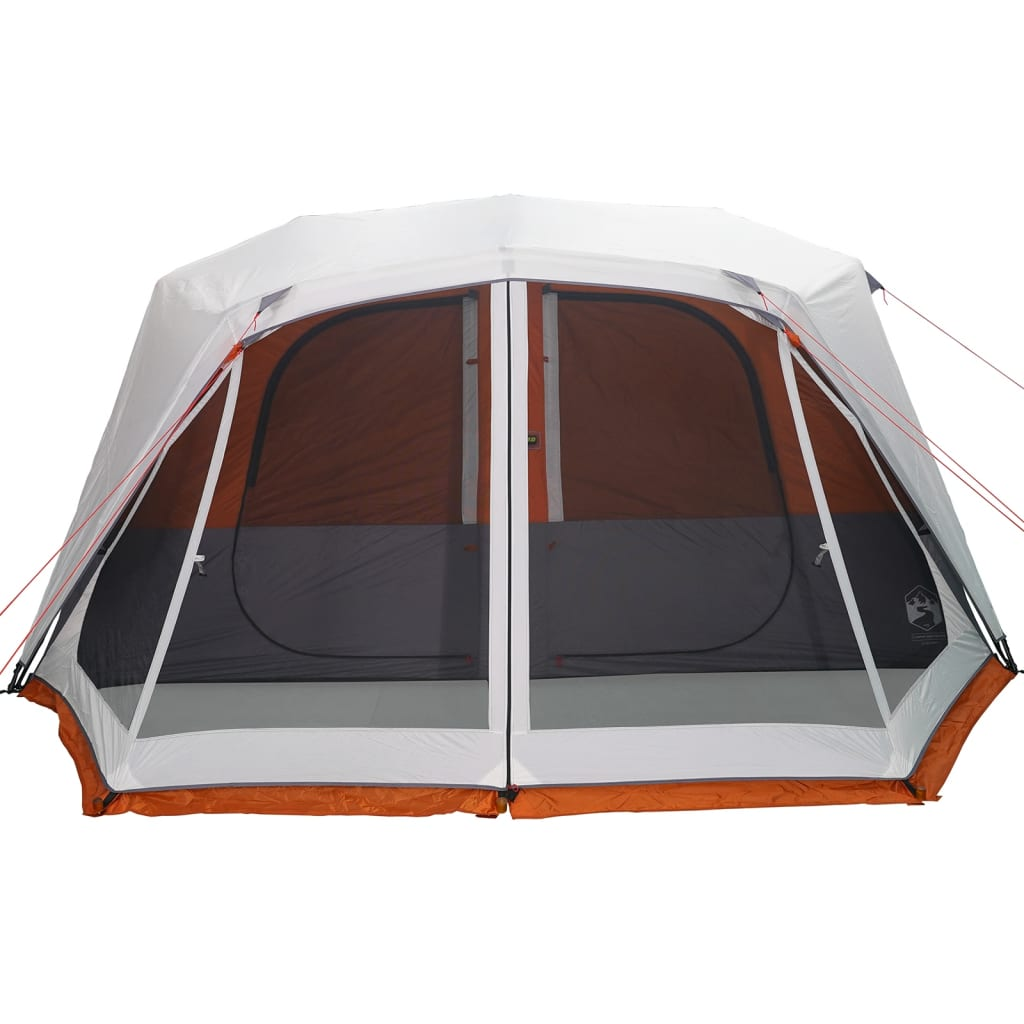vidaXL Family Tent with LED Lights - 10-Person - Light Grey and Orange - Quick Release 10 Man Tent Cosy Camping Co.   