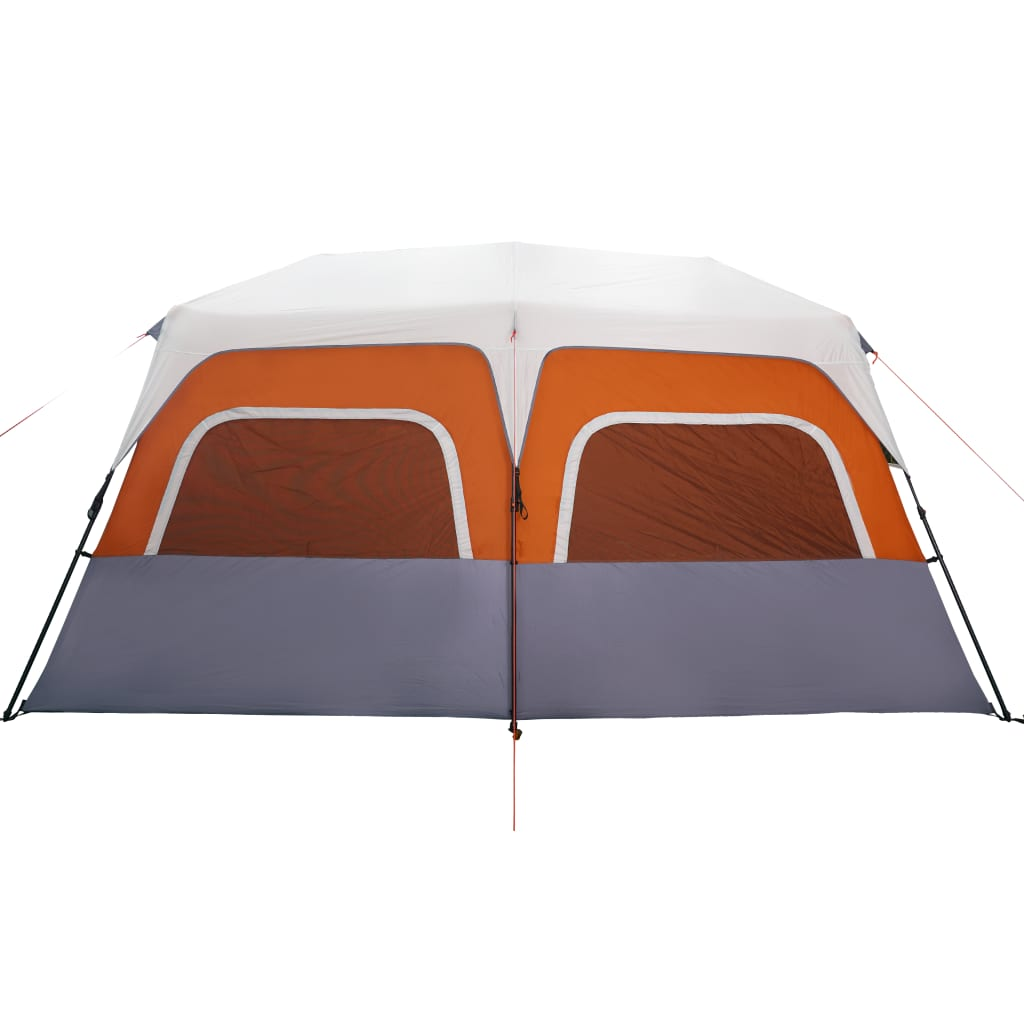 vidaXL Family Tent with LED Lights - 10-Person - Light Grey and Orange - Quick Release 10 Man Tent Cosy Camping Co.   