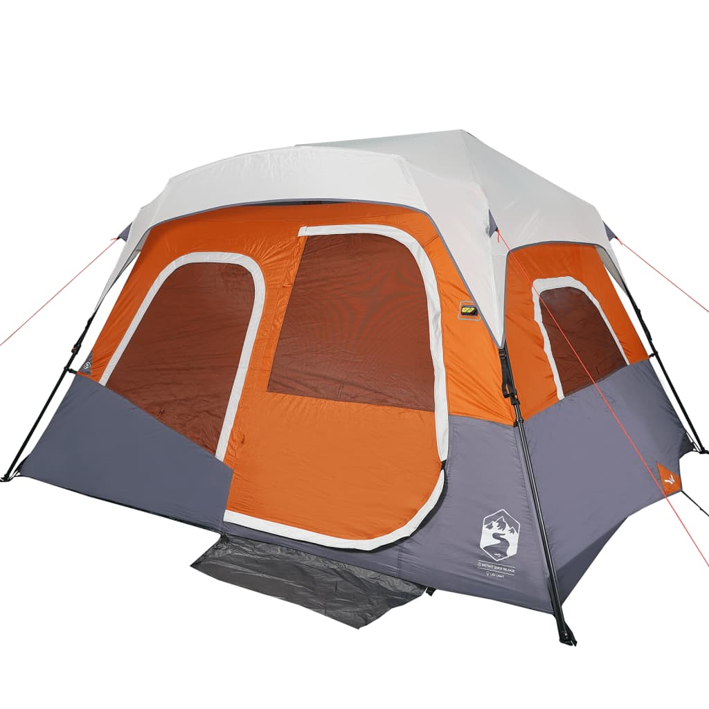 vidaXL Family Tent with LED - 6-Person Light Grey and Orange - Quick Release 6 Man Tent Cosy Camping Co.   