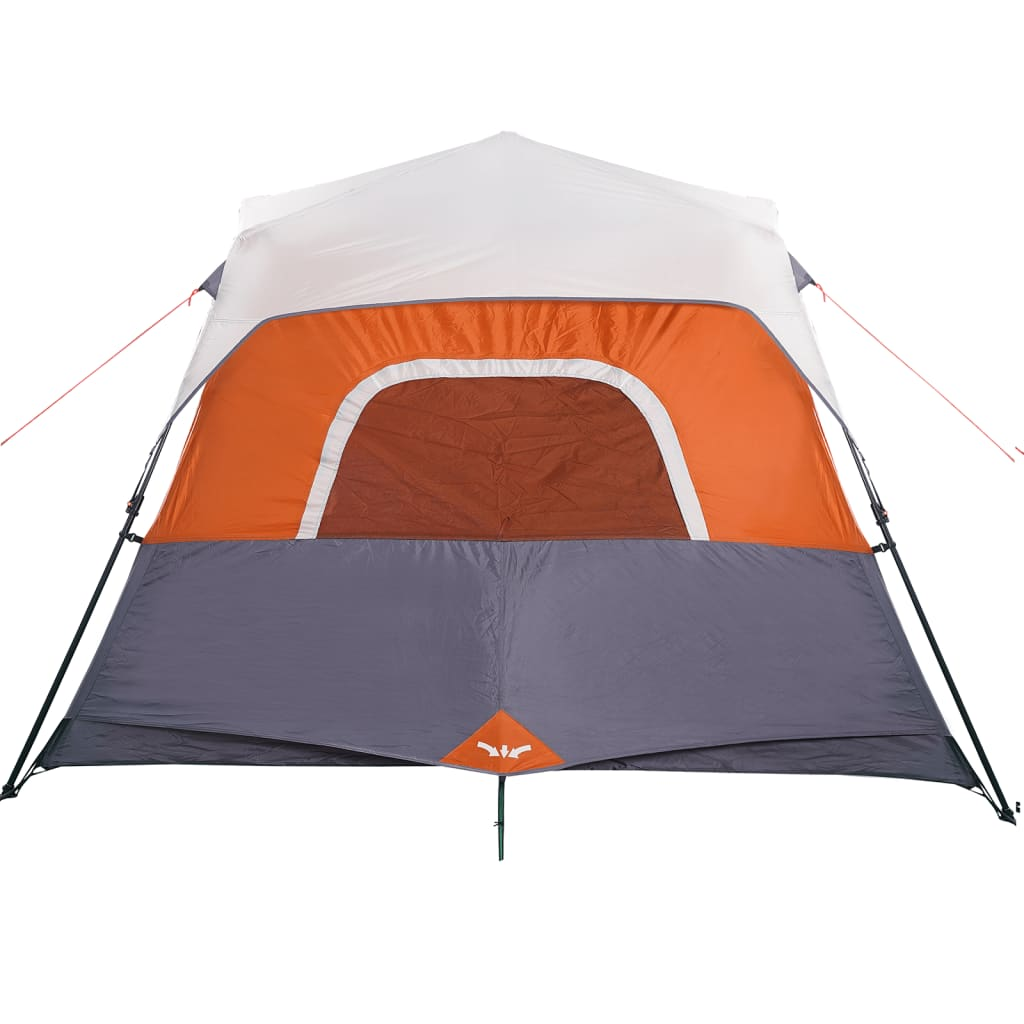 vidaXL Family Tent with LED - 6-Person Light Grey and Orange - Quick Release 6 Man Tent Cosy Camping Co.   