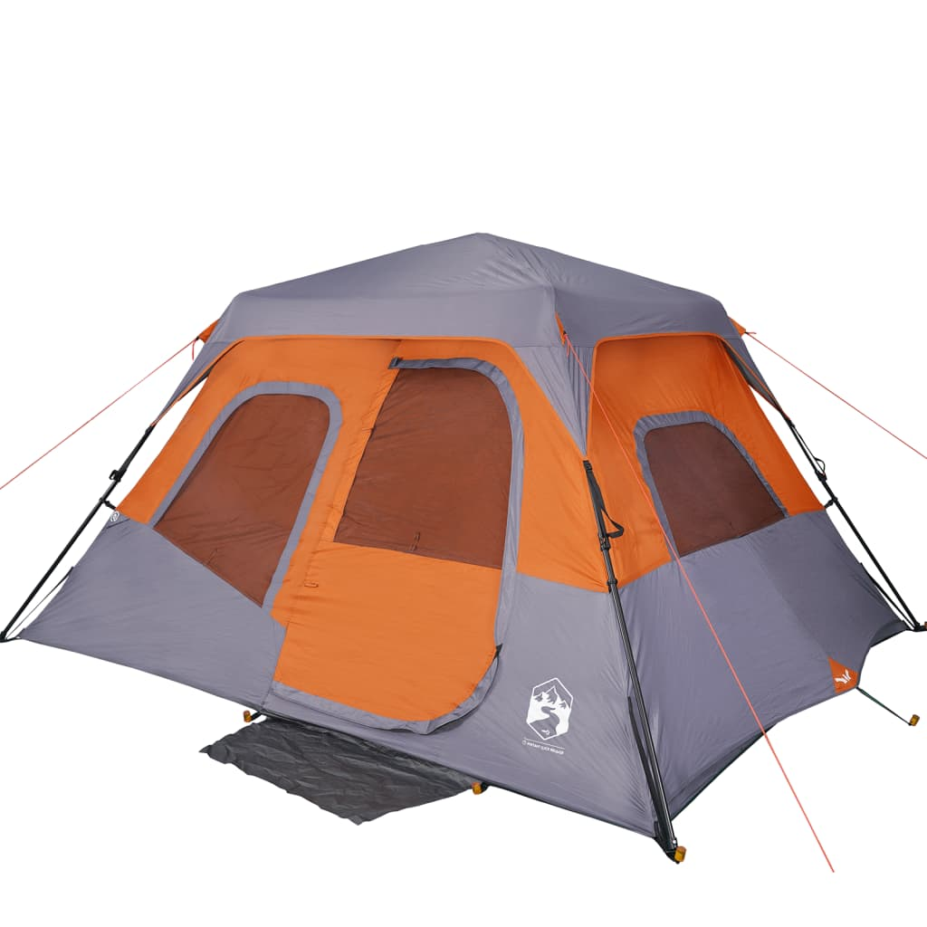vidaXL Family Tent 6-Person Grey and Orange - Quick Release, Waterproof 6 Man Tent Cosy Camping Co.   