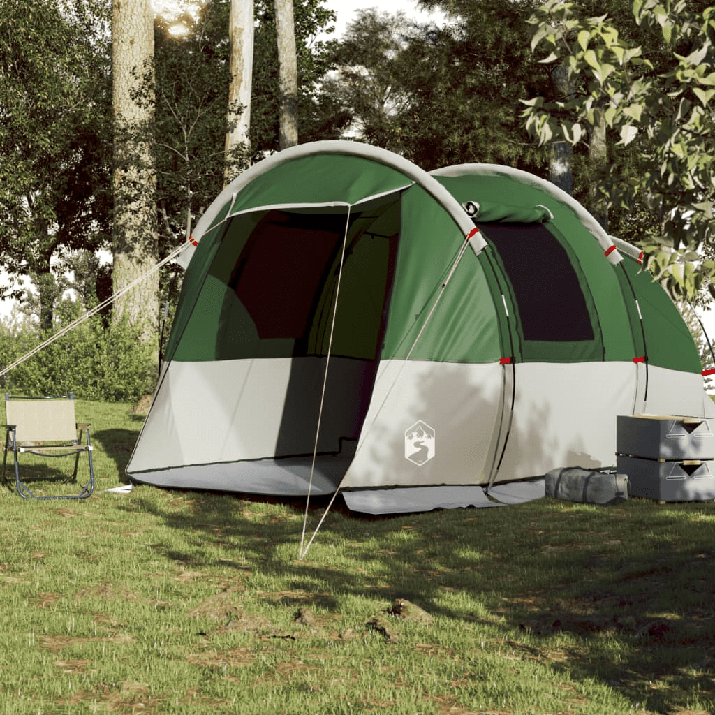 vidaXL Camping Tent Tunnel - 4 Person Green Waterproof Outdoor Adventure Essential 4 Man Tent Cosy Camping Co.   