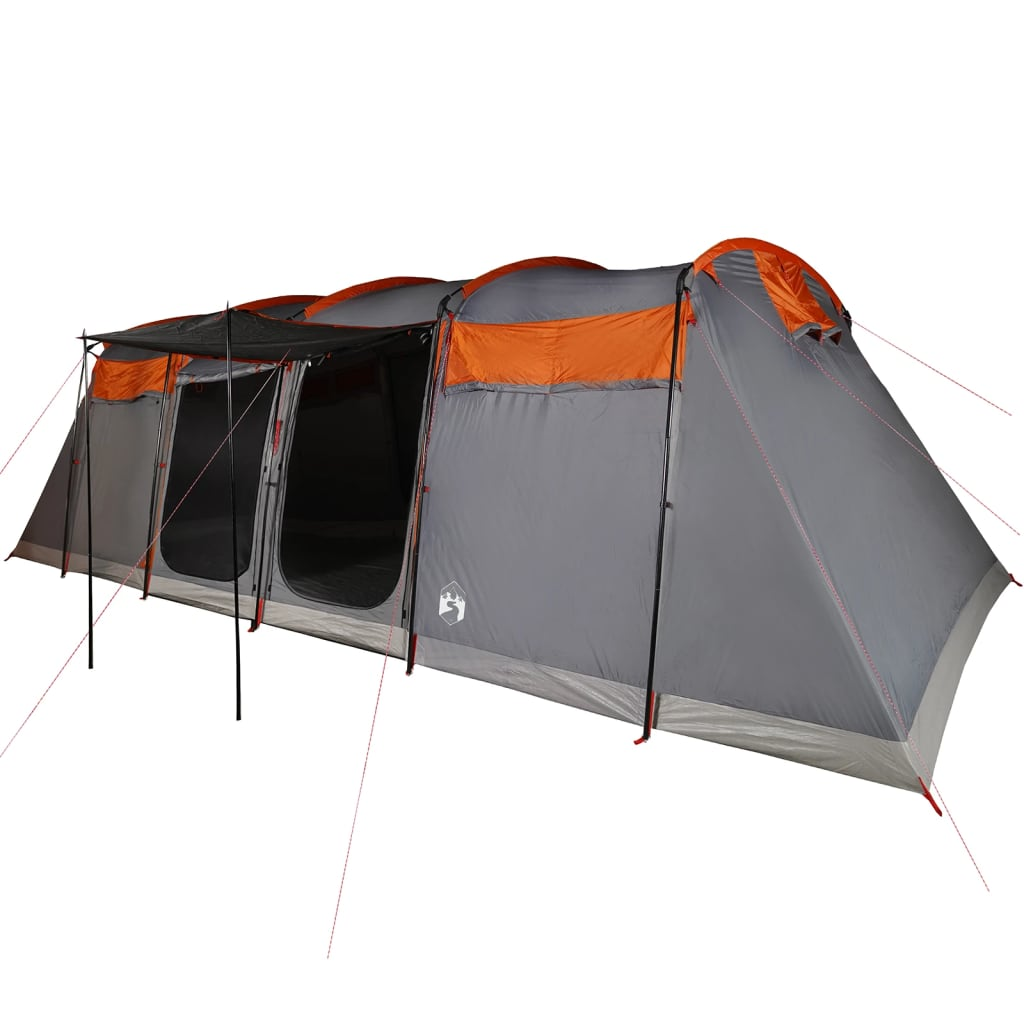 vidaXL Family Tent Tunnel 10-Person Grey and Orange Waterproof 10 Man Tent Cosy Camping Co.   