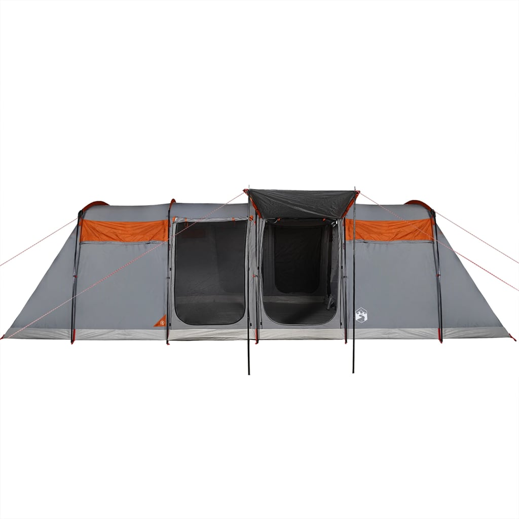 vidaXL Family Tent Tunnel 10-Person Grey and Orange Waterproof 10 Man Tent Cosy Camping Co.   