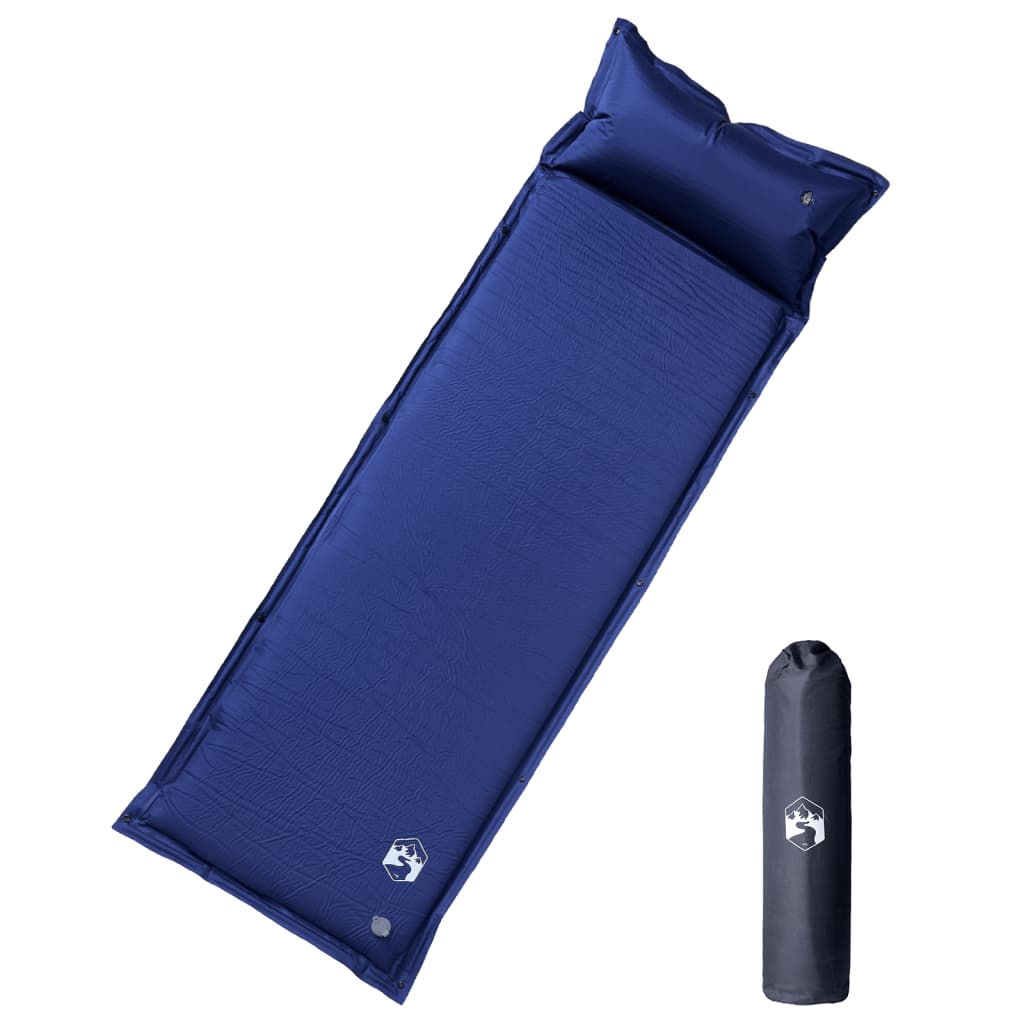 vidaXL Self Inflating Camping Mattress with Pillow - Navy Blue Sleeping Mats and Airbeds Cosy Camping Co. Blue  