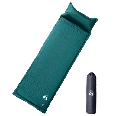 vidaXL Self Inflating Camping Mattress with Pillow - Green Sleeping Mats and Airbeds Cosy Camping Co. Green  