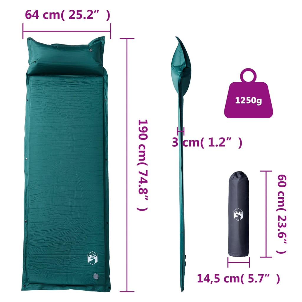vidaXL Self Inflating Camping Mattress with Pillow - Durable, Comfortable, and Portable Sleeping Mats and Airbeds Cosy Camping Co.   
