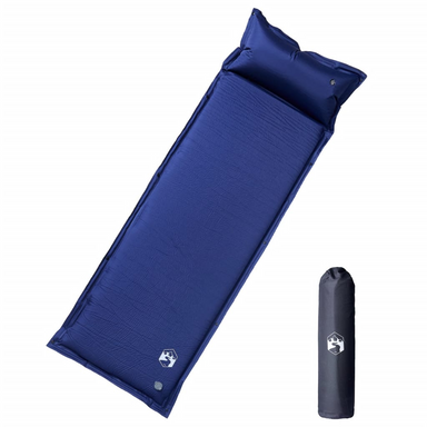 vidaXL Self Inflating Camping Mattress with Pillow - 1-Person Navy Blue Sleeping Mats and Airbeds Cosy Camping Co. Blue  