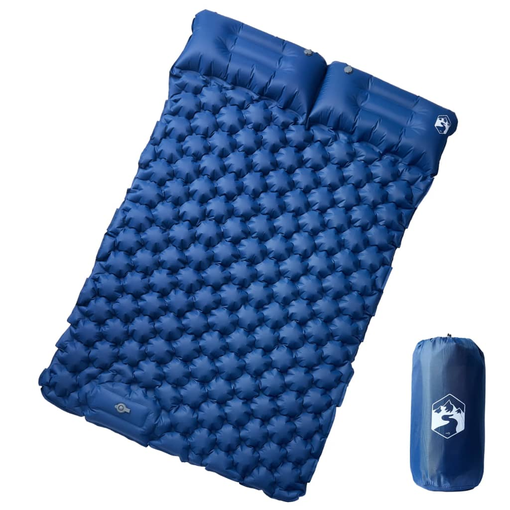 vidaXL Self Inflating Camping Mattress with Pillows 2-Person Navy Blue Sleeping Mats and Airbeds Cosy Camping Co. Blue  