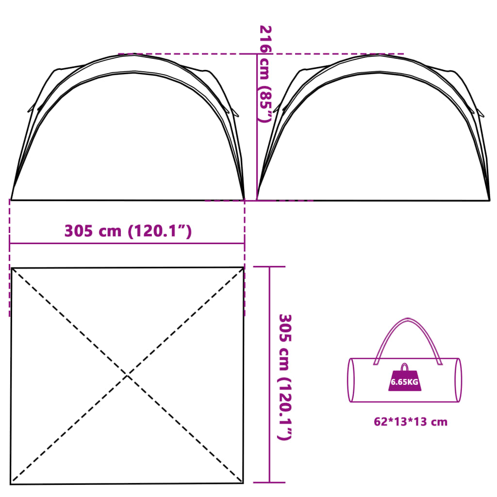 vidaXL Party Tent Green Waterproof - Ideal for Outdoor Events Beach Tent Cosy Camping Co.   