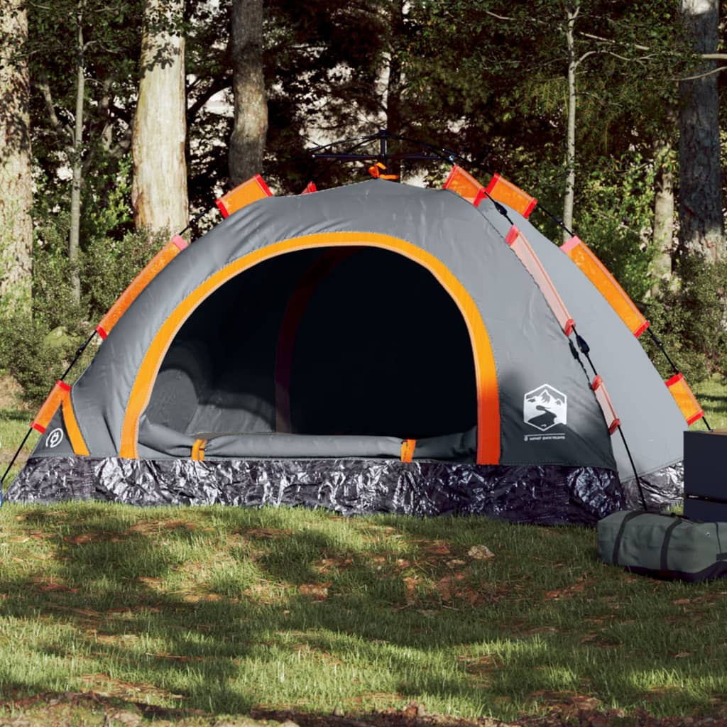 vidaXL Camping Tent 4-Person Grey and Orange Quick Release - Waterproof, Easy Setup, Good Ventilation, Lightweight and Portable Sleeping Mats and Airbeds Cosy Camping Co. Orange  