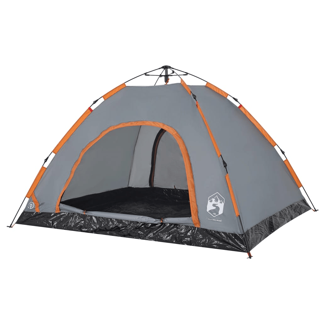 vidaXL Camping Tent 4-Person Grey and Orange Quick Release - Waterproof, Easy Setup, Good Ventilation, Lightweight and Portable Sleeping Mats and Airbeds Cosy Camping Co.   