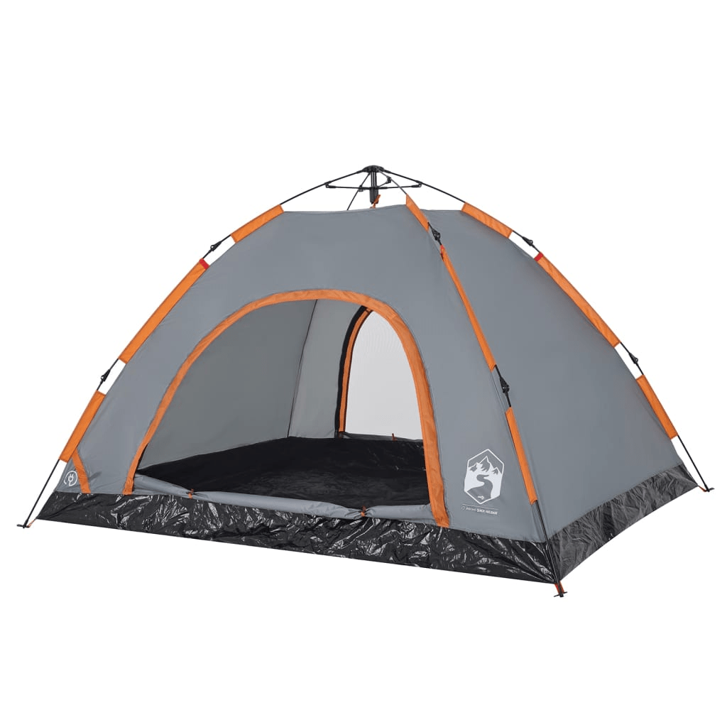 vidaXL Camping Tent 4-Person Grey and Orange Quick Release - Waterproof, Easy Setup, Good Ventilation, Lightweight and Portable Sleeping Mats and Airbeds Cosy Camping Co.   