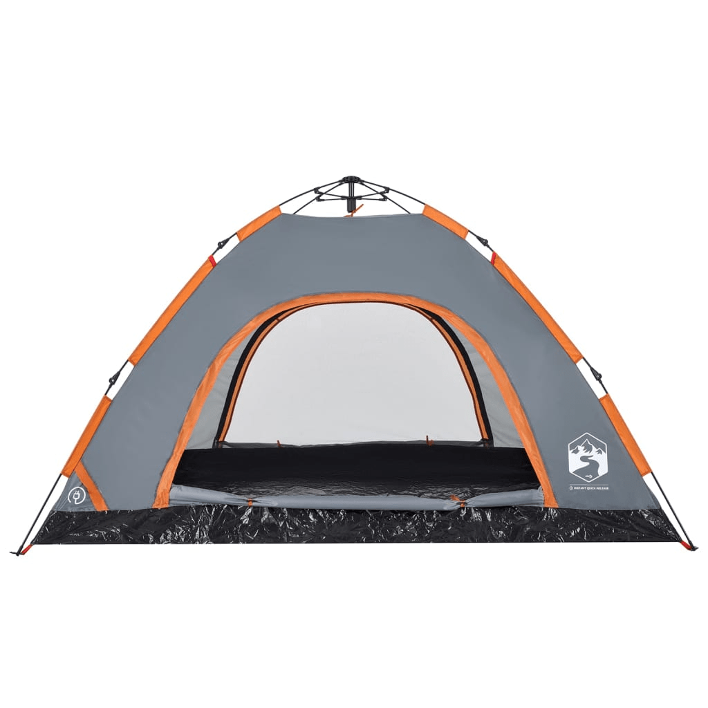 vidaXL Camping Tent 4-Person Grey and Orange Quick Release - Waterproof, Easy Setup, Good Ventilation, Lightweight and Portable Sleeping Mats and Airbeds Cosy Camping Co.   