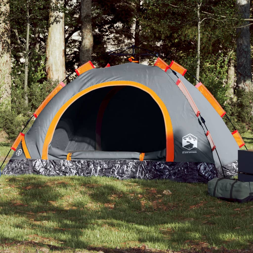 vidaXL Camping Tent 3-Person Grey and Orange Quick Release - Waterproof, Quick-Release System, Good Ventilation, Lightweight and Portable 3 Man Tent Cosy Camping Co. Orange  