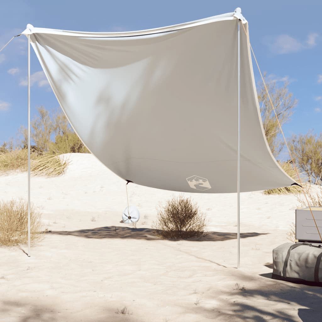 vidaXL Beach Canopy with Sand Anchors Grey 214x236 cm - UV Protection, Easy Setup, Lightweight and Portable Beach Tent Cosy Camping Co.   