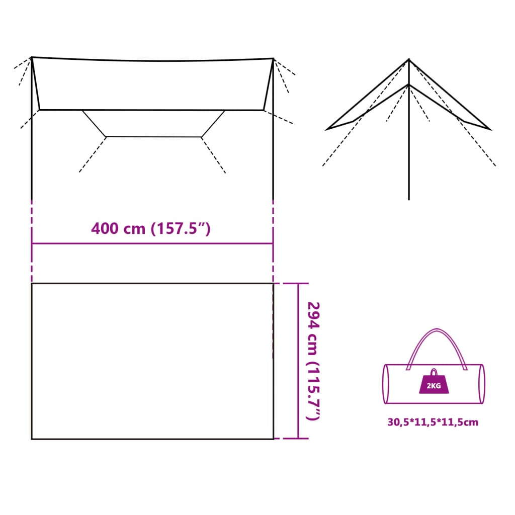 vidaXL Camping Tarp Grey and Orange 400x294 cm - Waterproof, Wind Resistant Tarp Cosy Camping Co.   