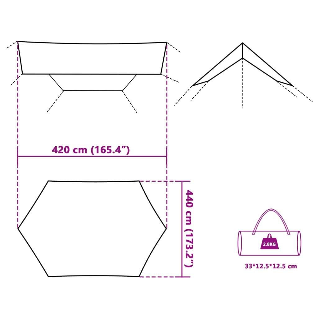 vidaXL Camping Tarp Green 420x440 cm - Waterproof & Versatile Tarp Cosy Camping Co.   