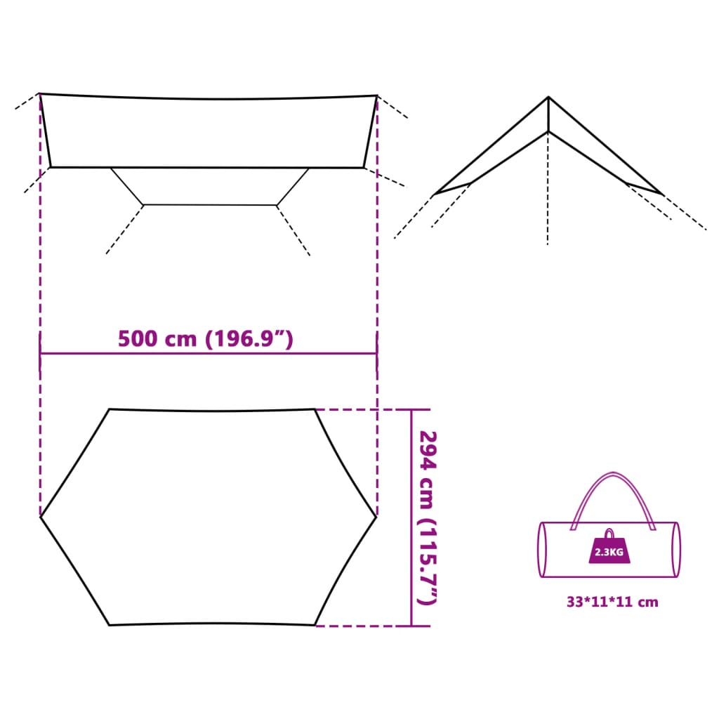 vidaXL Camping Tarp Grey and Orange 500x294 cm - Waterproof, Lightweight, and Versatile Tarp Cosy Camping Co.   