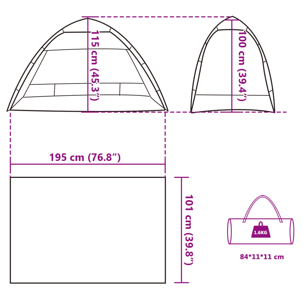 vidaXL Beach Tent 2-Person Grey | Quick Release Waterproof 2 Man Tent Cosy Camping Co.   