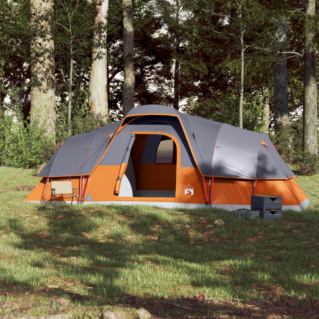 vidaXL Family Tent Dome 11-Person Grey and Orange Waterproof - Spacious and Weather-Resistant 11 Man Tent Cosy Camping Co.   