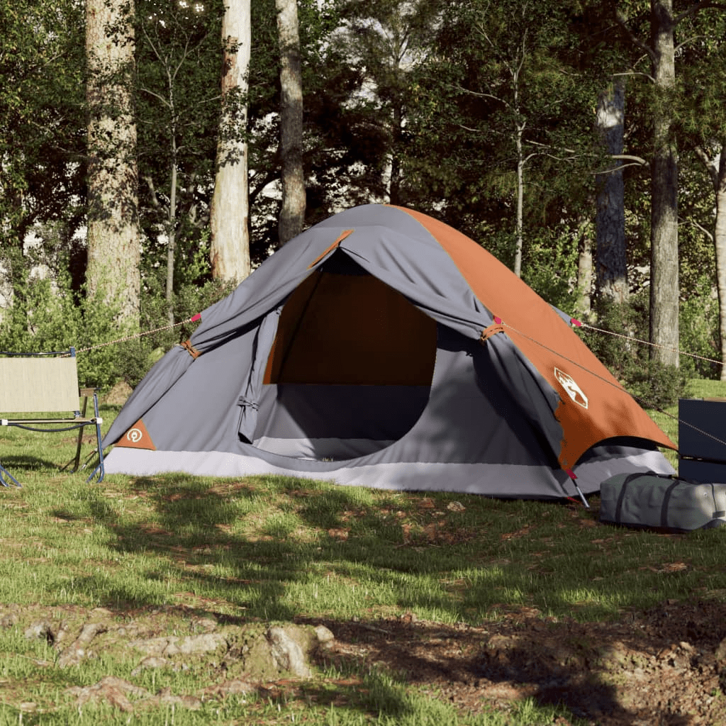 vidaXL Camping Tent Dome 2-Person Grey and Orange - Waterproof, Easy Assembly 2 Man Tent Cosy Camping Co.   