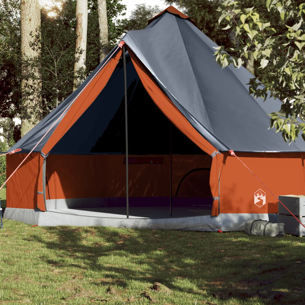 vidaXL Family Tent Tipi 10-Person Grey and Orange Waterproof - Spacious and Comfortable Shelter for Outdoor Adventures 10 Man Tent Cosy Camping Co. Grey  