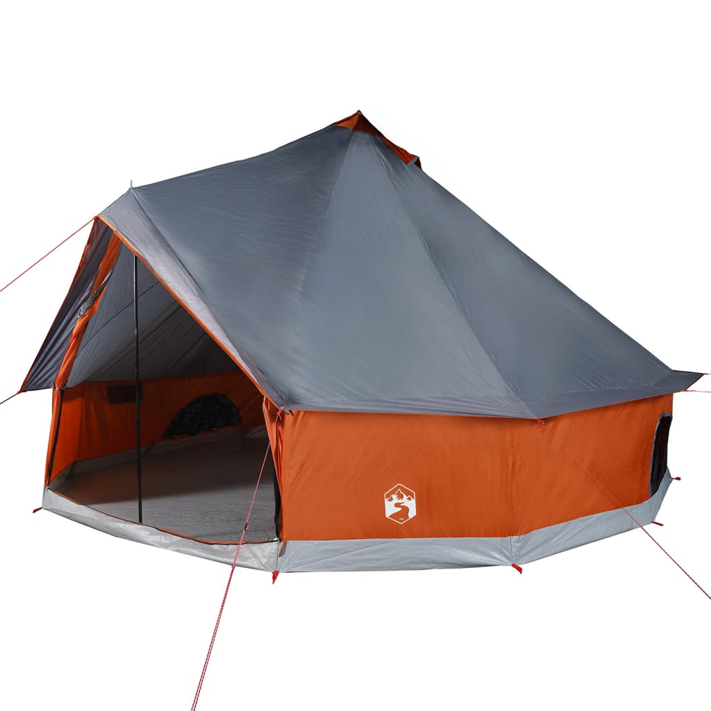 vidaXL Family Tent Tipi 10-Person Grey and Orange Waterproof - Spacious and Comfortable Shelter for Outdoor Adventures 10 Man Tent Cosy Camping Co.   