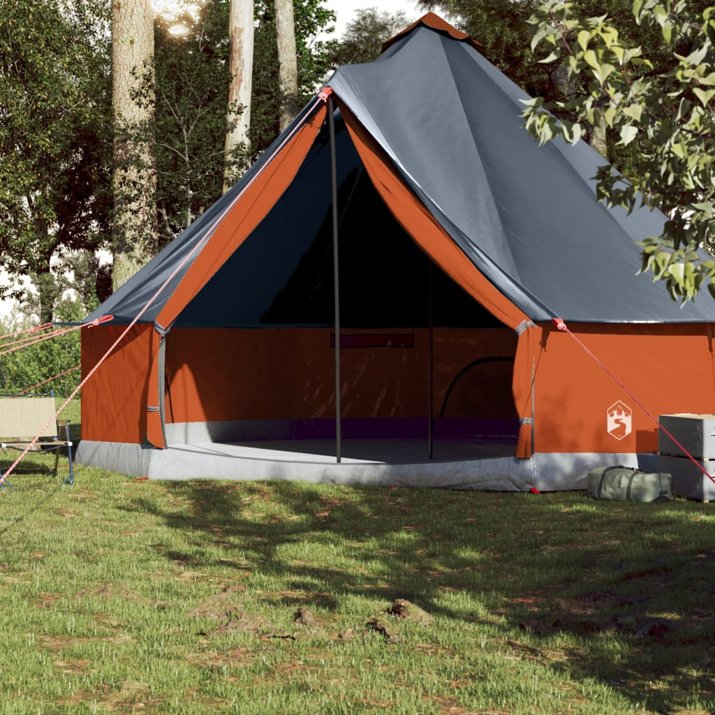 vidaXL Family Tent Tipi 10-Person Grey and Orange Waterproof - Spacious and Comfortable Shelter for Outdoor Adventures 10 Man Tent Cosy Camping Co.   