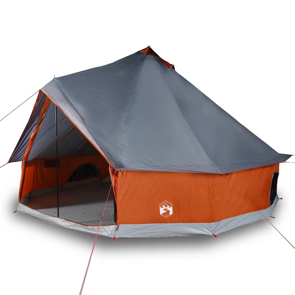 vidaXL Family Tent Tipi 10-Person Grey and Orange Waterproof - Spacious and Comfortable Shelter for Outdoor Adventures 10 Man Tent Cosy Camping Co.   