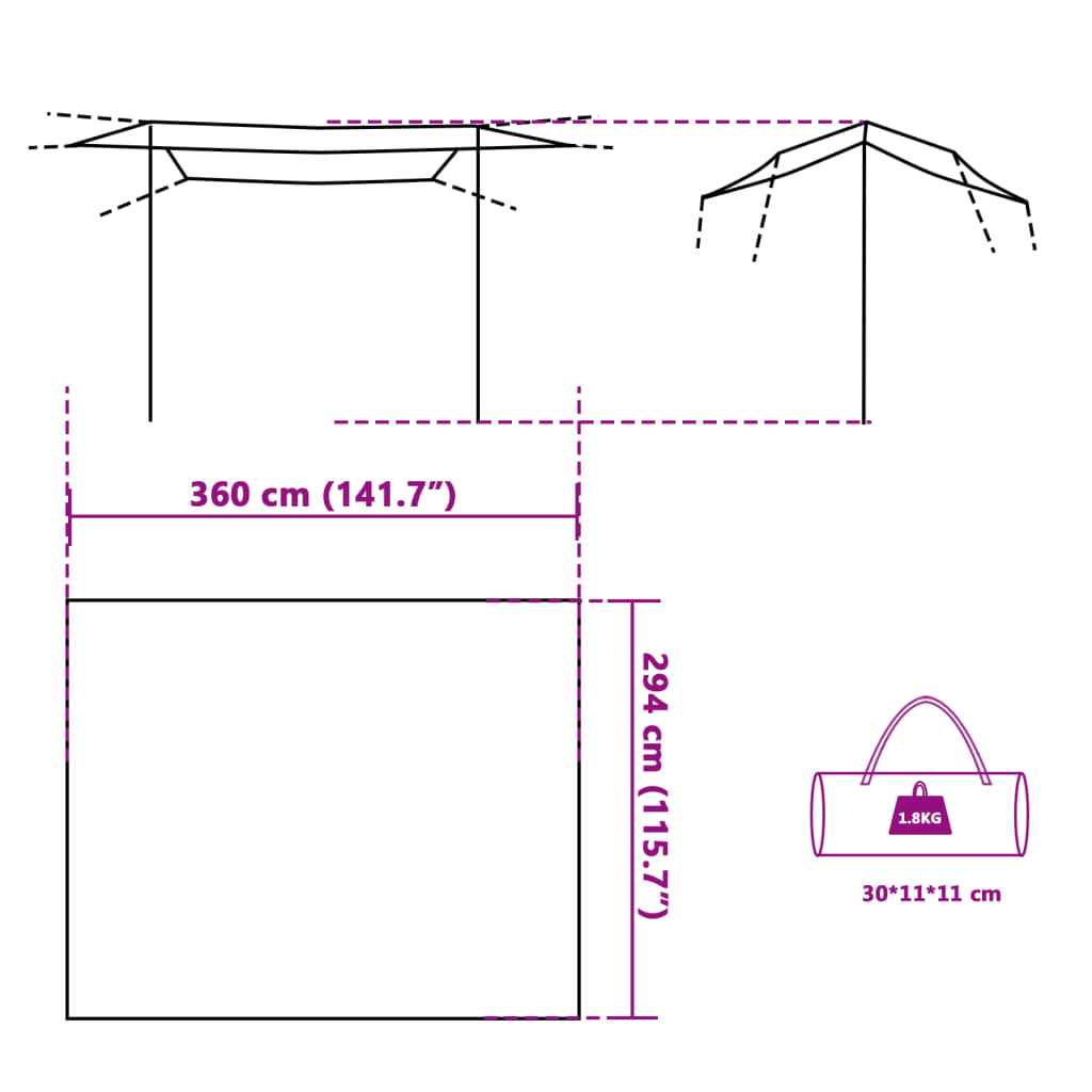 vidaXL Camping Tarp Grey and Orange 360x294 cm - Waterproof, Lightweight, and Versatile Tarp Cosy Camping Co.   