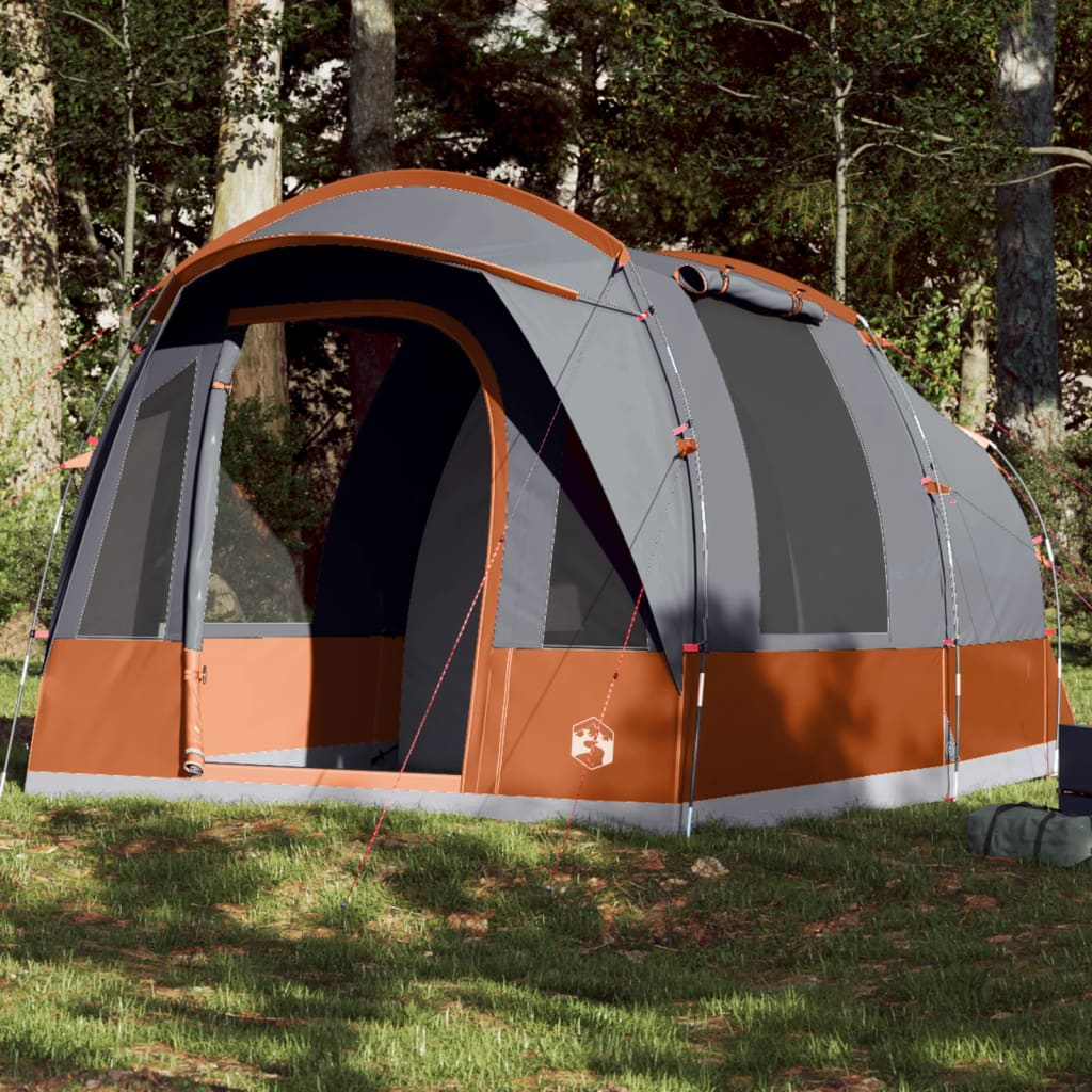vidaXL Camping Tent Tunnel 3-Person Grey and Orange Waterproof 3 Man Tent Cosy Camping Co. Grey  