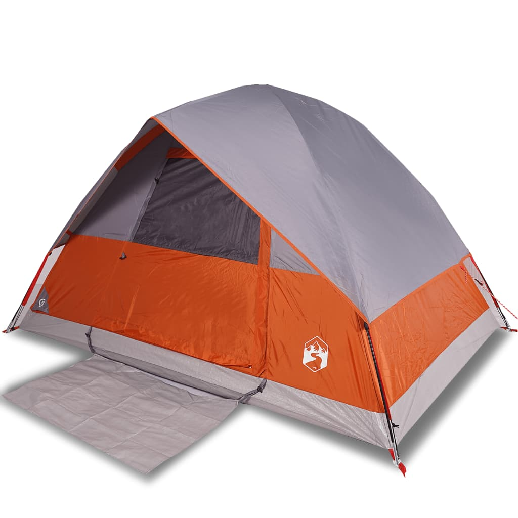 vidaXL Camping Tent Dome 4-Person Grey and Orange Waterproof 4 Man Tent Cosy Camping Co.   