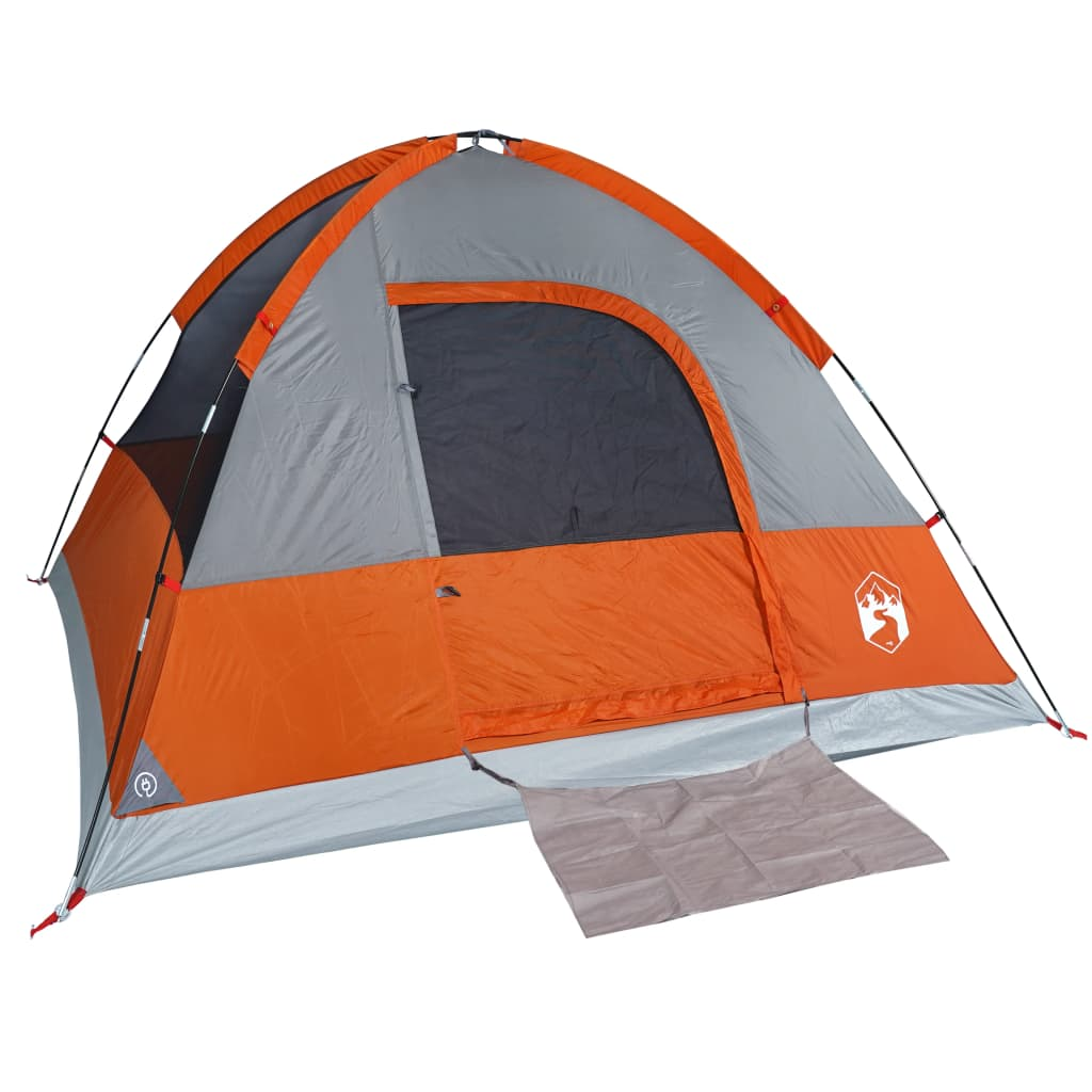 vidaXL Camping Tent Dome 4-Person Grey and Orange Waterproof 4 Man Tent Cosy Camping Co.   