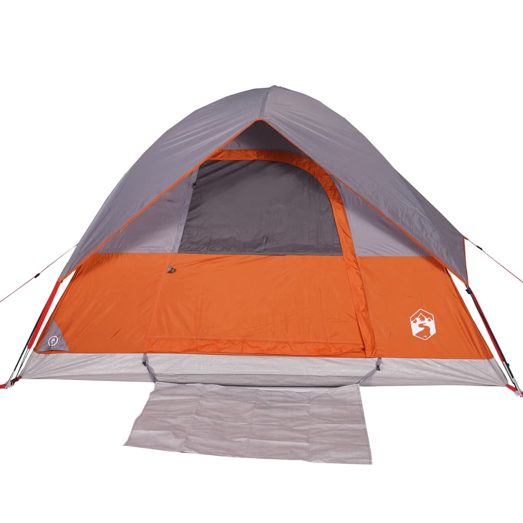 vidaXL Camping Tent Dome 4-Person Grey and Orange Waterproof 4 Man Tent Cosy Camping Co.   