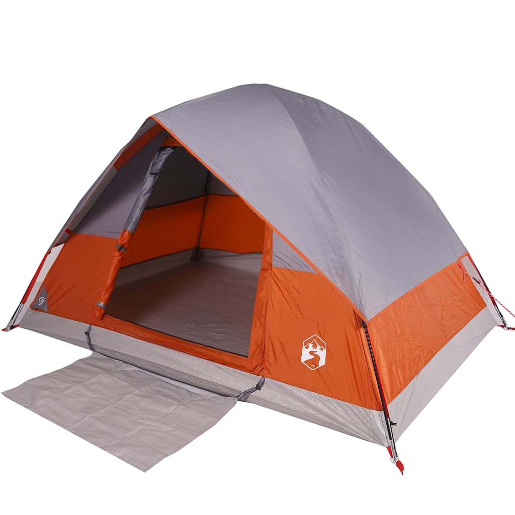 vidaXL Camping Tent Dome 4-Person Grey and Orange Waterproof 4 Man Tent Cosy Camping Co.   