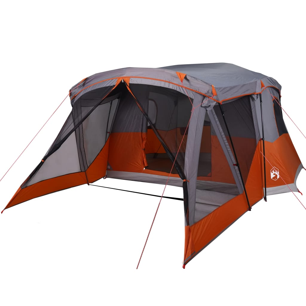 vidaXL Camping Tent with Porch - 4-Person Grey and Orange Waterproof 4 Man Tent Cosy Camping Co.   