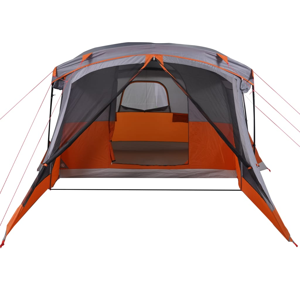 vidaXL Camping Tent with Porch - 4-Person Grey and Orange Waterproof 4 Man Tent Cosy Camping Co.   