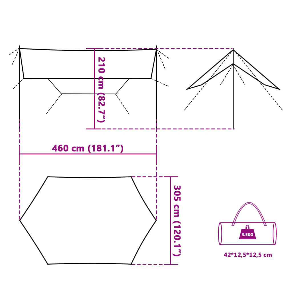 vidaXL Camping Tarp Green 460x305x210 cm - Waterproof & Versatile Tarp Cosy Camping Co.   