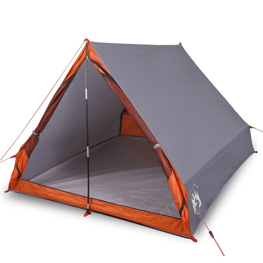 vidaXL Camping Tent A-Frame 2-Person - Grey and Orange Waterproof 2 Man Tent Cosy Camping Co.   