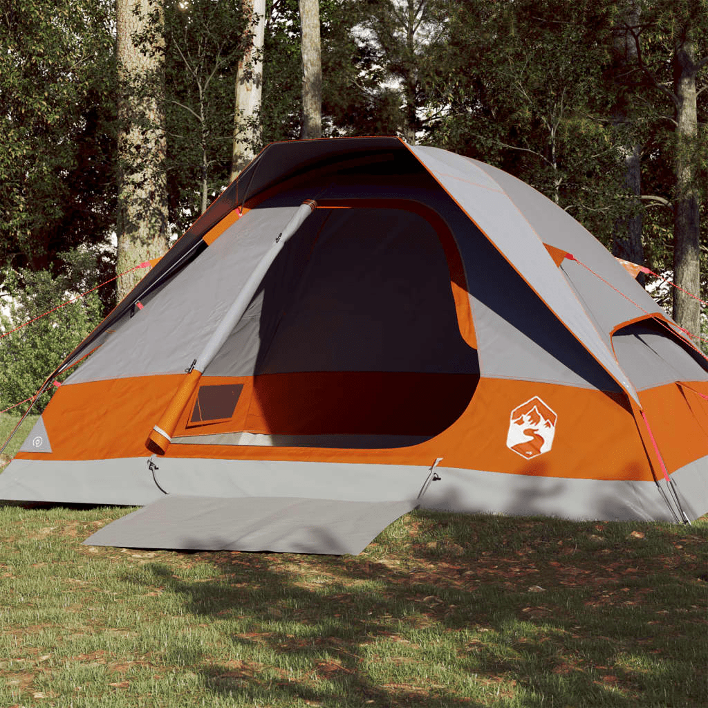 Shop the vidaXL Camping Tent Dome 4-Person Grey and Orange Waterproof - Best Price Guaranteed 4 Man Tent Cosy Camping Co. Grey  